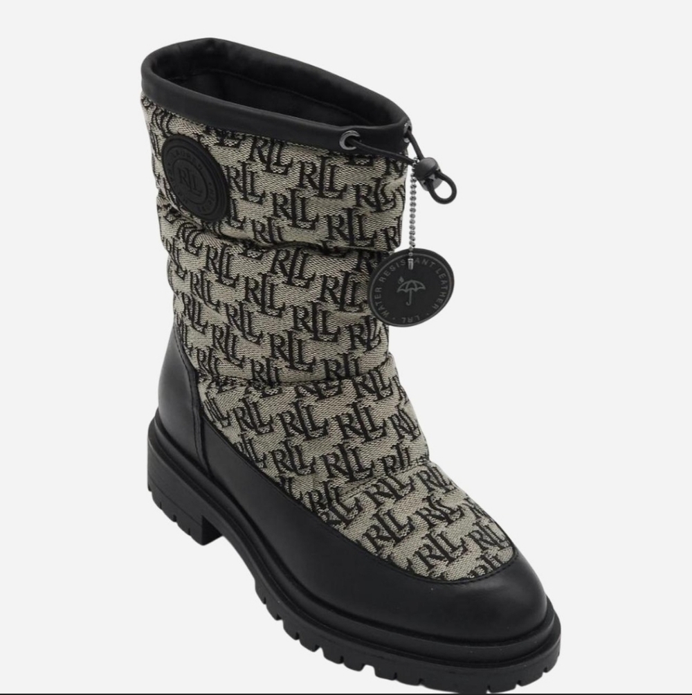 LAUREN RALPH LAUREN‎ Size 7 Monogram Black and Gray Winter Boots
